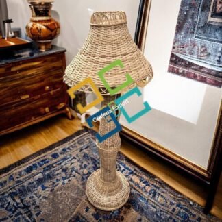Handmade Rattan standing Lamp Shade for corner | bamboo cane lampshade for living room, office, bar cafe restaurants