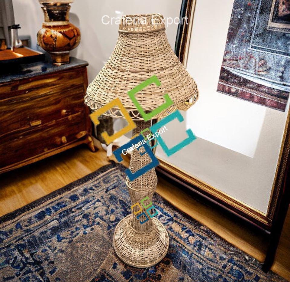 Handmade Rattan standing Lamp Shade for corner | bamboo cane lampshade for living room, office, bar cafe restaurants