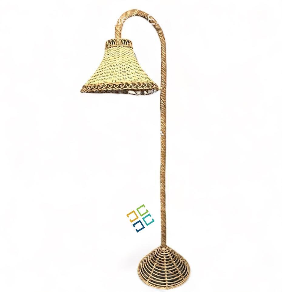 Handmade Rattan cane standing floor lamp shade for corner living room, studyroom, bar cafe hotel/restaurants - Image 2