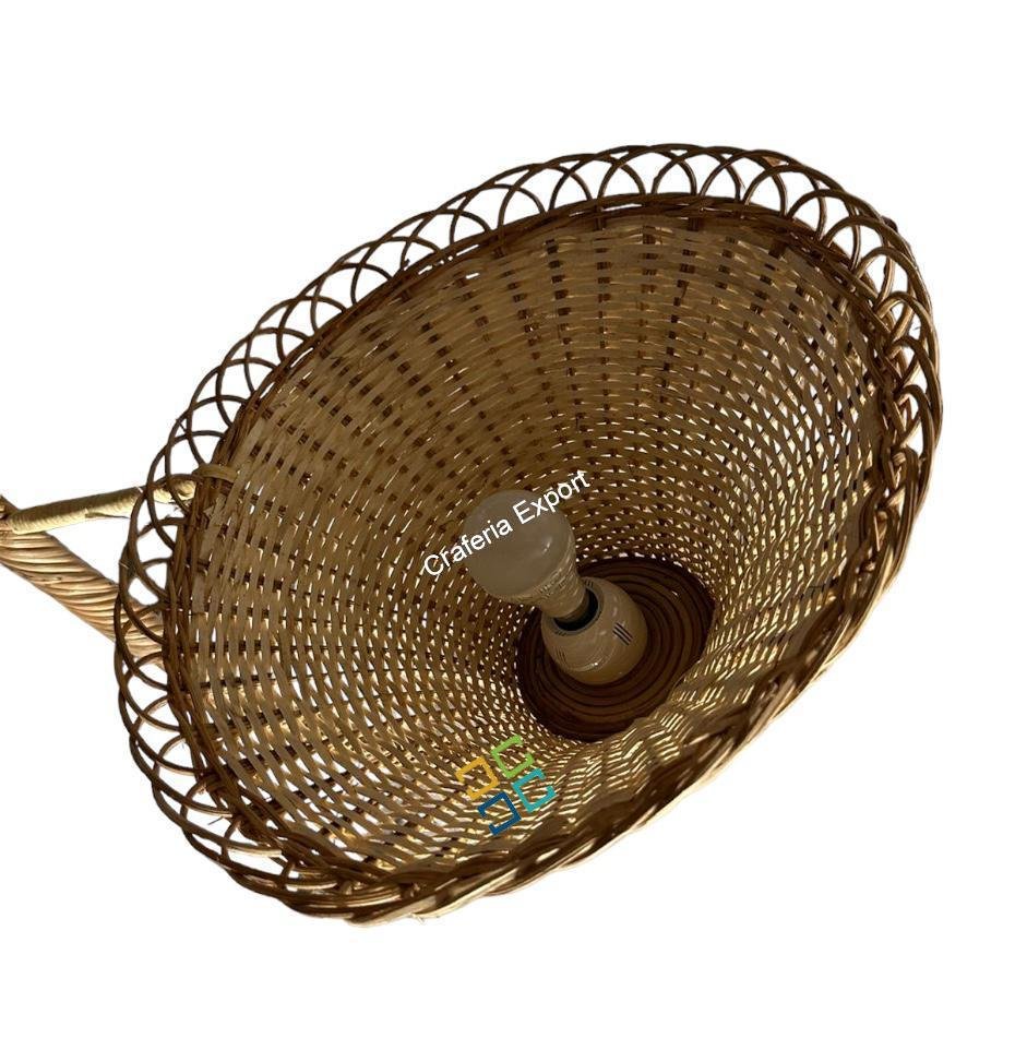 Handmade Rattan cane standing floor lamp shade for corner living room, studyroom, bar cafe hotel/restaurants - Image 4