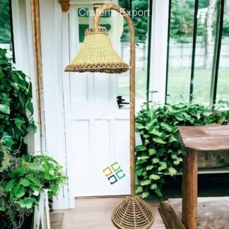 Handmade Rattan cane standing floor lamp shade for corner living room, studyroom, bar cafe hotel/restaurants