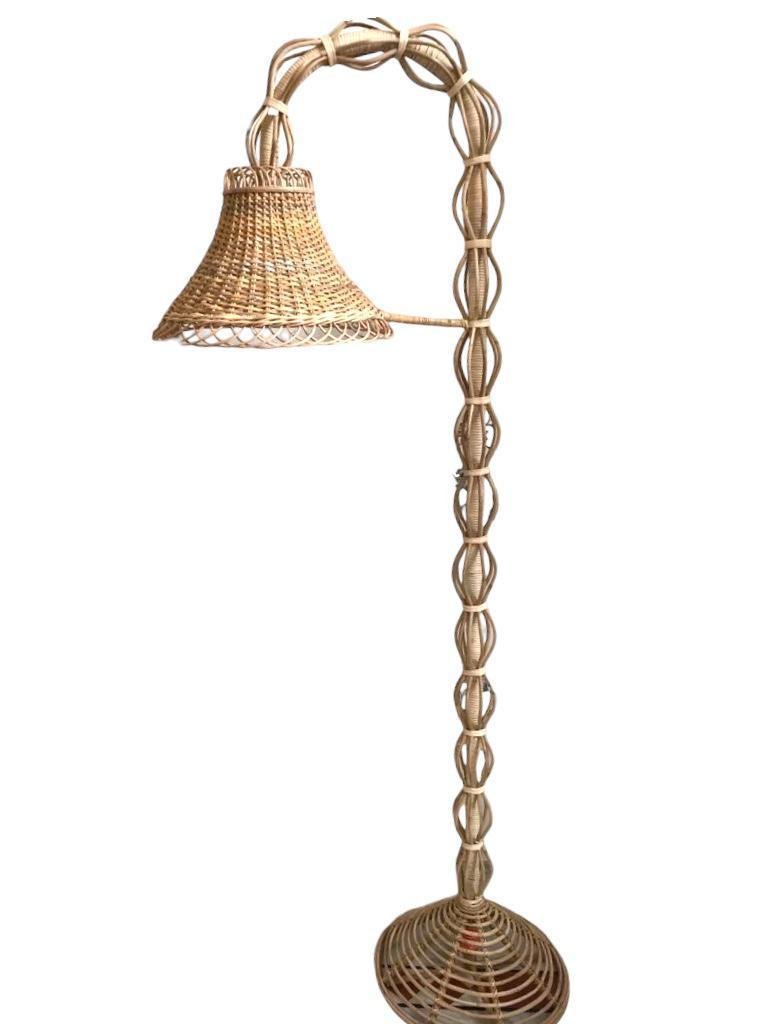 Curl design cane Rattan floor lamp shade for corner living room, office, cafe, study table, restaurants & bar - Image 2