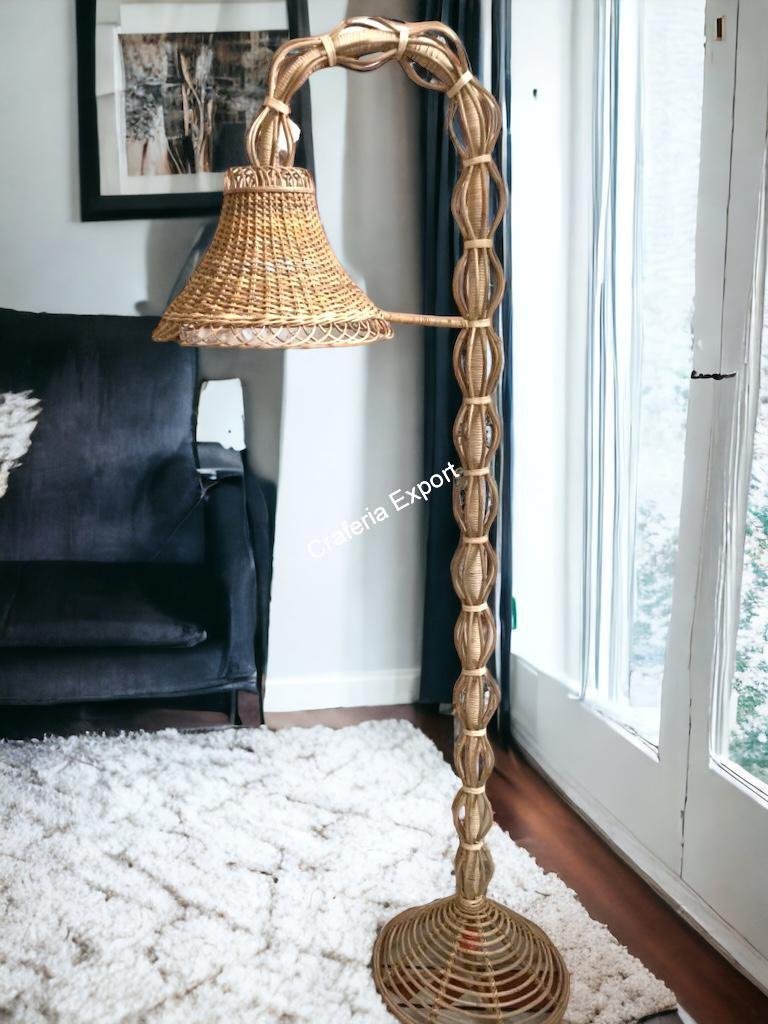 Curl design cane Rattan floor lamp shade for corner living room, office, cafe, study table, restaurants & bar - Image 4