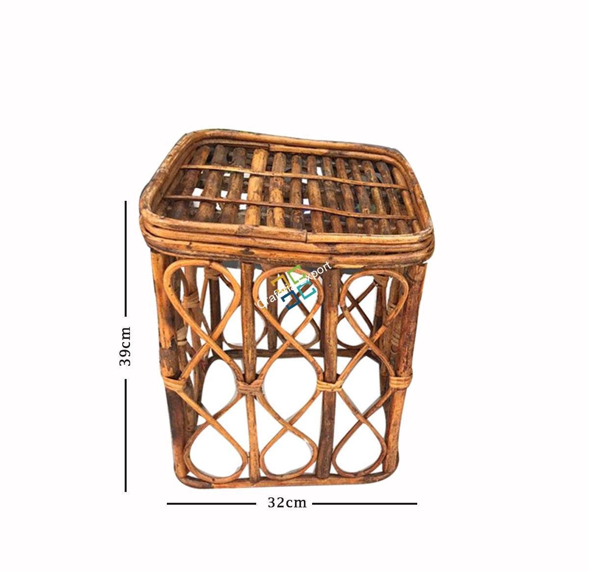 Handicraft Cane Square Stool For Living Room, Hotel, Restaurants etc(Set Of 2) - Image 3