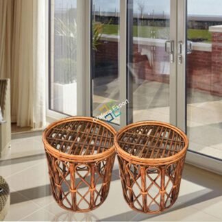 Antique Round Cane Stool For Living Room, Hotel, Restaurants etc(Set of 2)