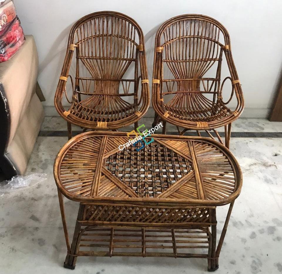 Handmade Natural Cane Chairs Table Set for Outdoor Indoor - Image 3