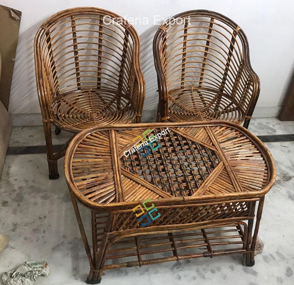 Cane Crafts Handmade Eco-Friendly Chair And Table Set