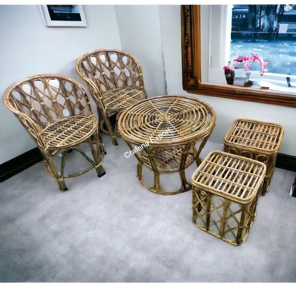 Bamboo Cane Chairs with Cushions for Lawn Chair, Arm Chair, Balcony Indoor Outdoor Chairs Furniture Set - Image 7