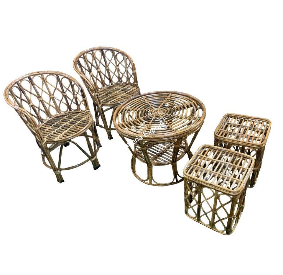 Bamboo Cane Chairs with Cushions for Lawn Chair, Arm Chair, Balcony Indoor Outdoor Chairs Furniture Set - Image 5