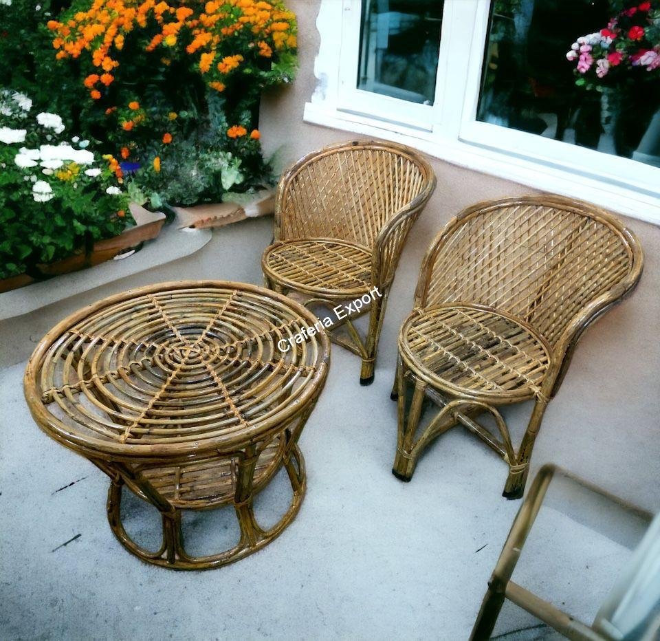 Wooden Bamboo Arm chairs | Cane Bait Chair set of 2 for living room/ baclony indoor and outdoor