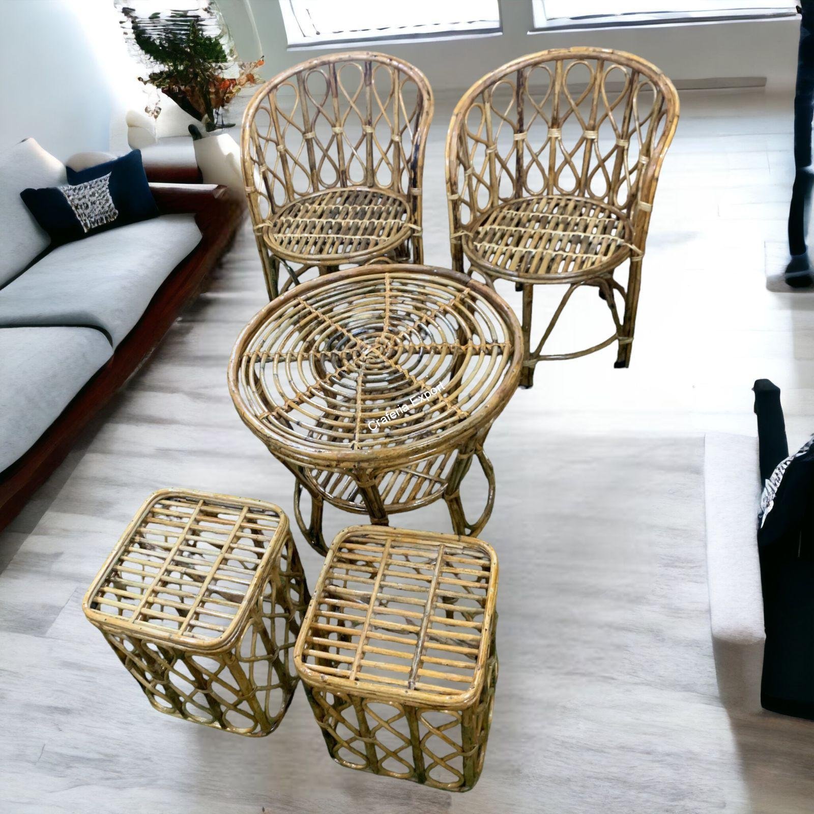 Wooden Bamboo Arm chairs | Cane Bait Chair set of 2 for living room/ baclony indoor and outdoor - Image 4