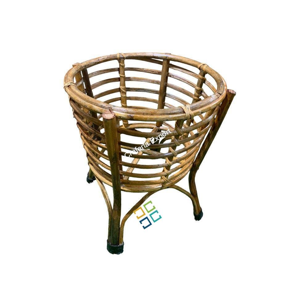 Cane bamboo single planter stand for balcony, living room décor - Image 2