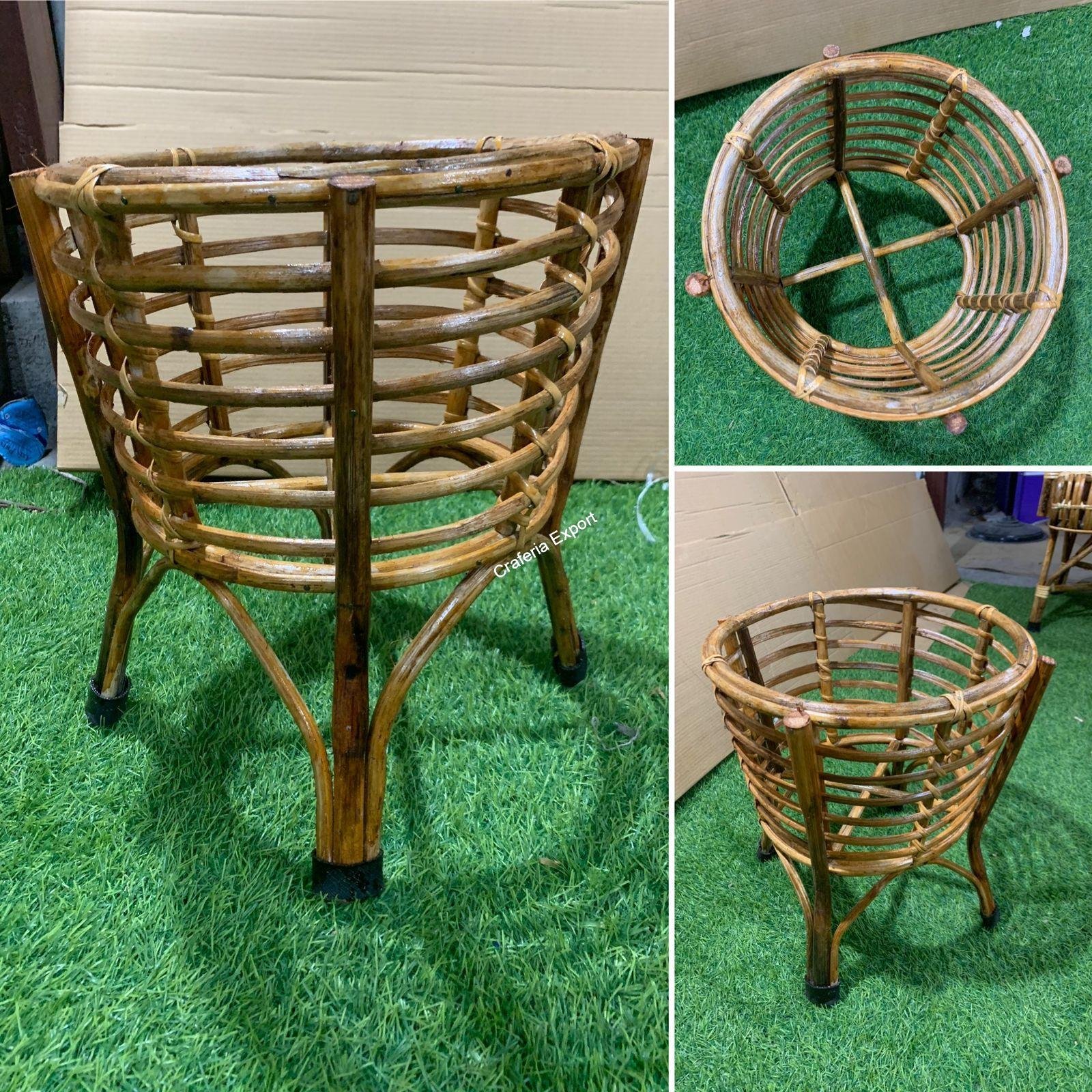 Cane bamboo single planter stand for balcony, living room décor - Image 4