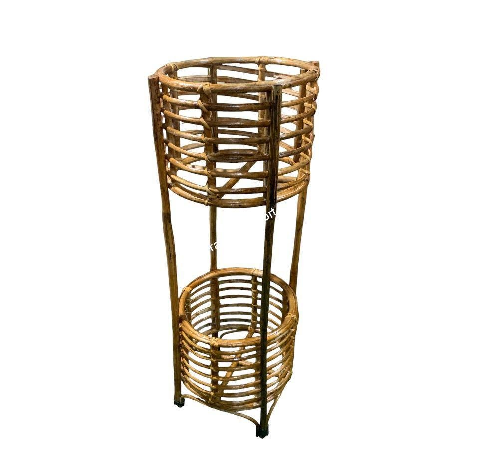 Bamboo cane bamboo double tier planter stand for balcony, living room decor - Image 2