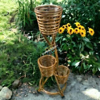 Bamboo cane flower pot stand planter for garden balcony home office