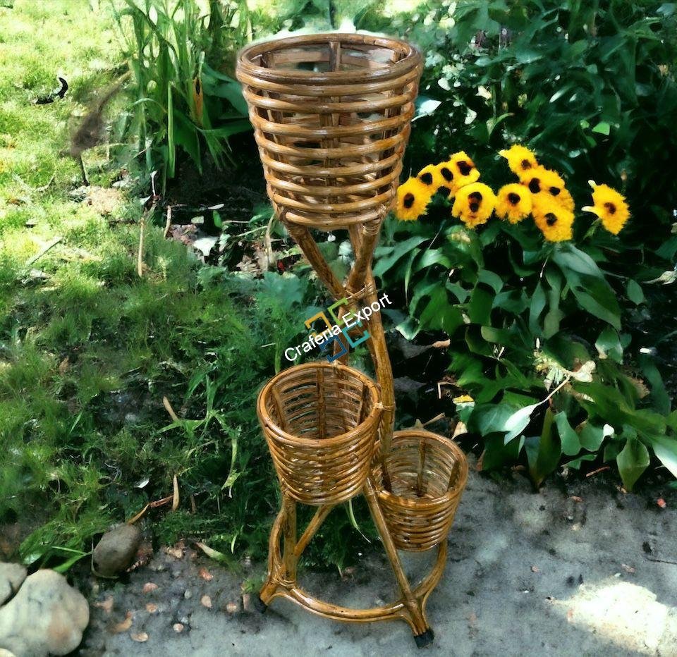 Bamboo cane flower pot stand planter for garden balcony home office