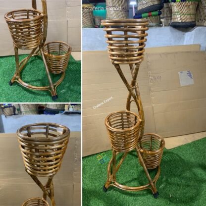 Bamboo cane flower pot stand planter for garden balcony home office - Image 3