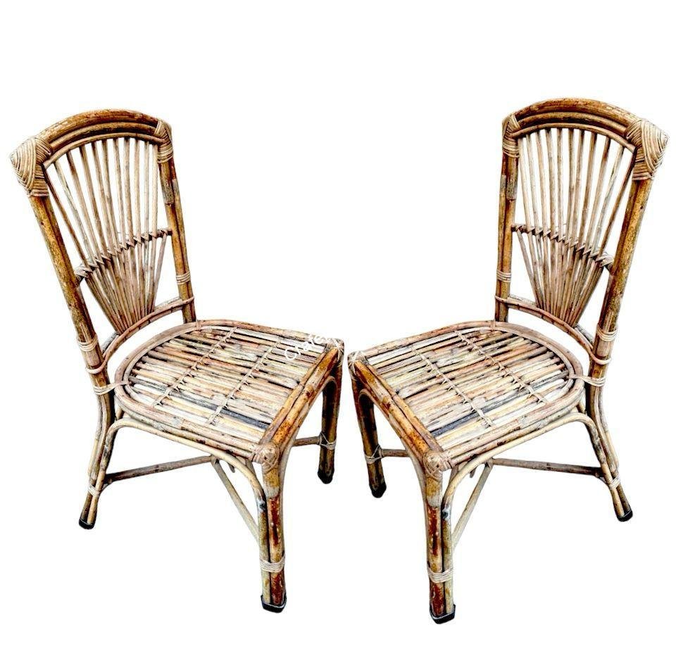 Rattan cane wicker chair for indoor outdoor sitting home, cafe , office , living room - set of 2(Brown color) - Image 2