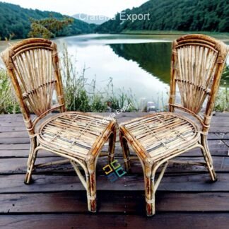 Rattan cane wicker chair for indoor outdoor sitting home, cafe , office , living room -  set of 2(Brown color)