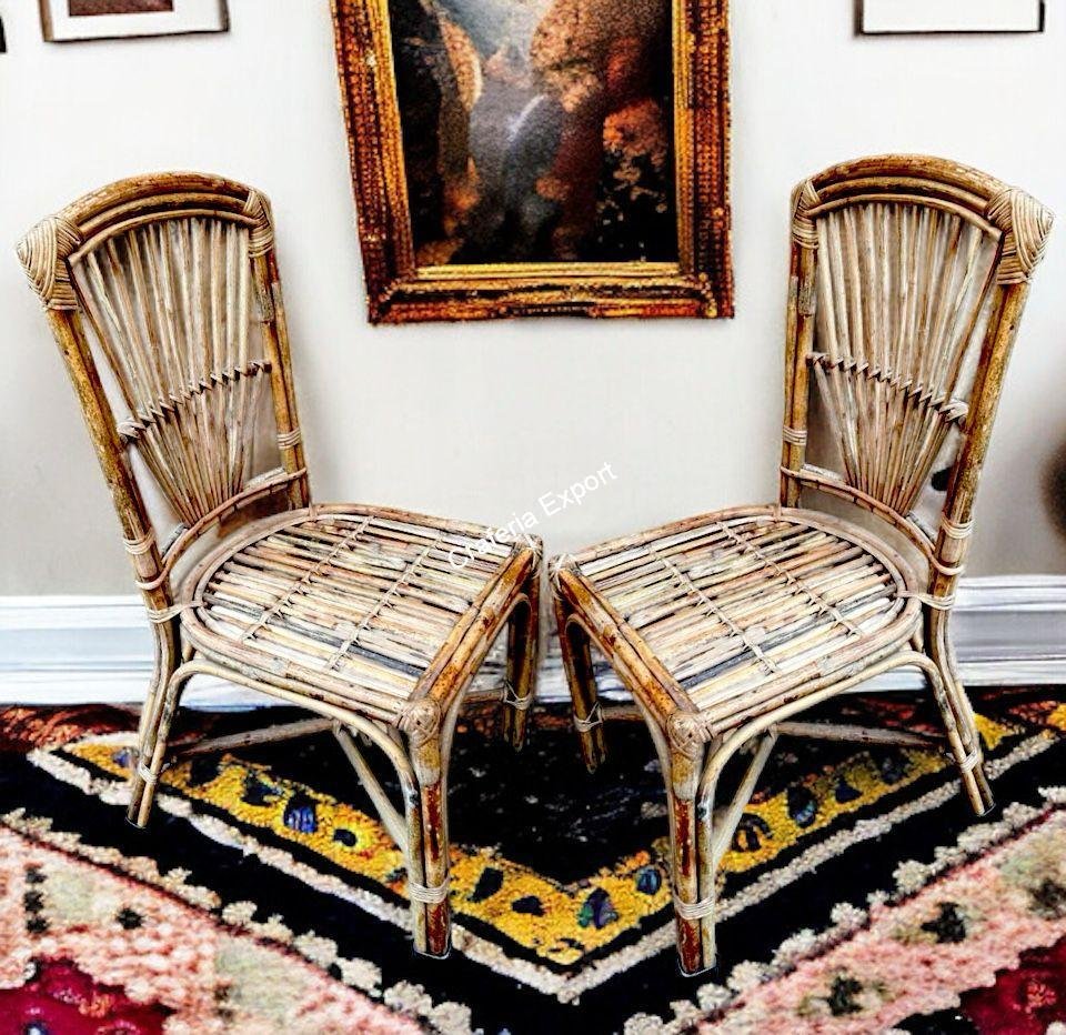 Rattan cane wicker chair for indoor outdoor sitting home, cafe , office , living room - set of 2(Brown color) - Image 8