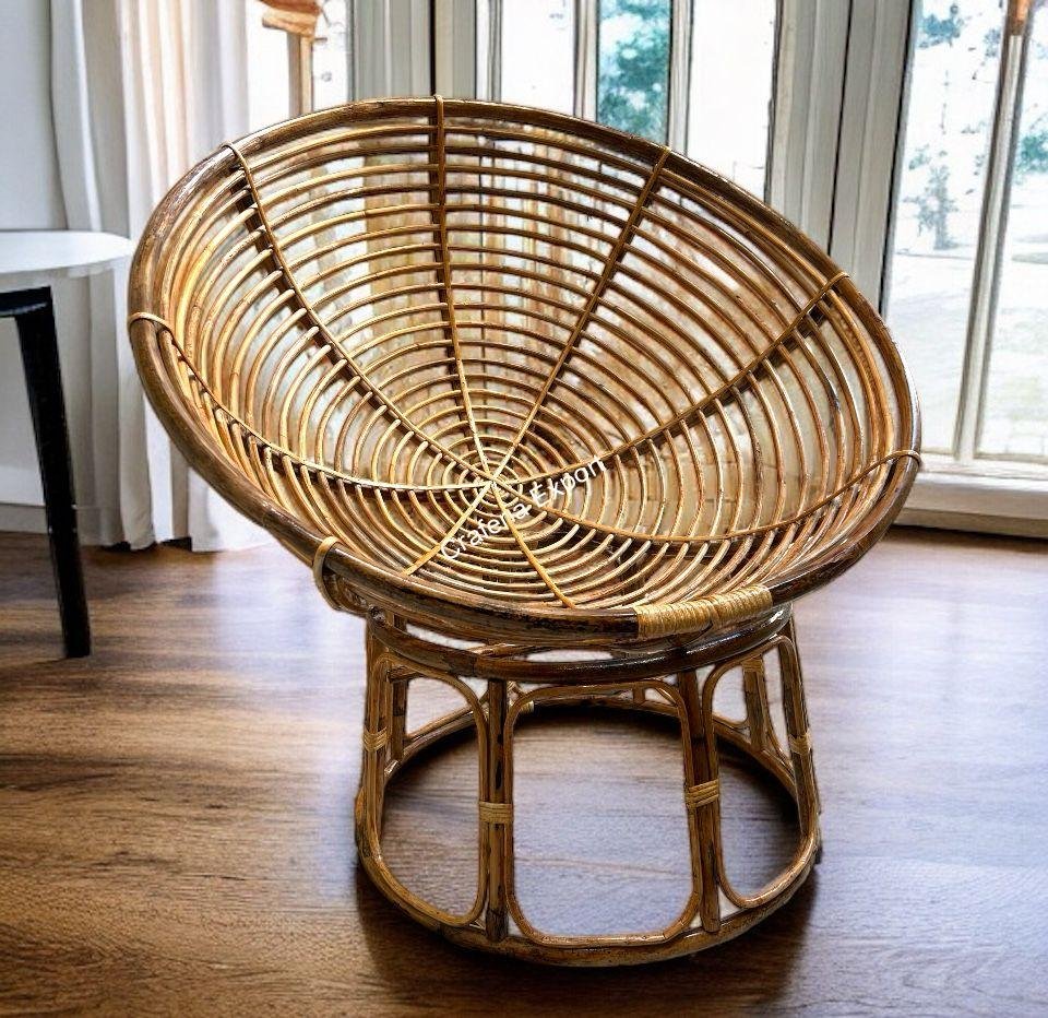 Round Rattan Cane Chair | Recliner Chair for Indoor Outdoor