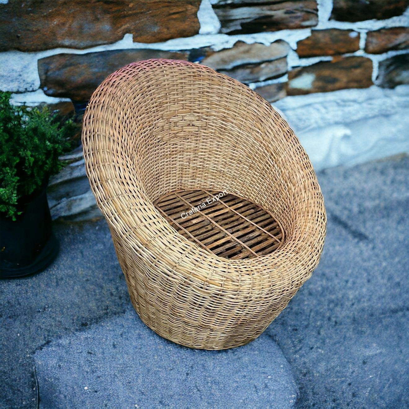 Rattan Cane Apple Shape Sofa Chair set | Bamboo Sofa Chairs set of 2 - Image 4