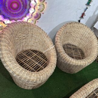 Rattan Cane Apple Shape Sofa Chair set | Bamboo Sofa Chairs set of 2