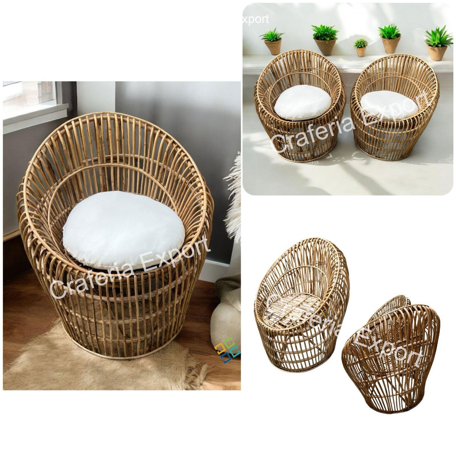 Bamboo Cane Chairs Table | Dinning Table Chair Set Furniture Set for Indoor/Outdoor - Image 2