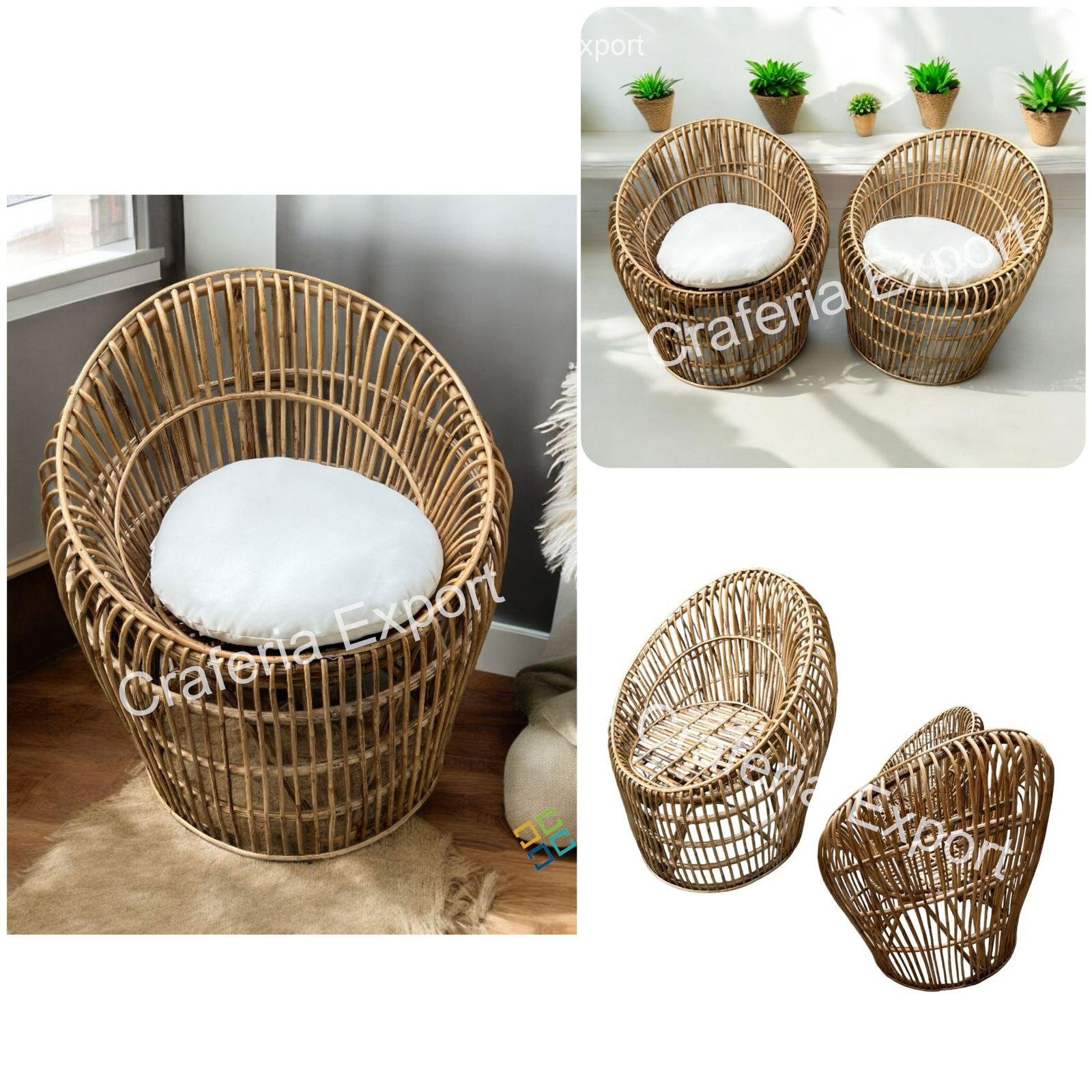 Bamboo Cane Chairs Table | Dinning Table Chair Set Furniture Set for Indoor/Outdoor - Image 2