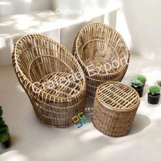 Bamboo Cane Chairs Table | Dinning Table Chair Set Furniture Set for Indoor/Outdoor