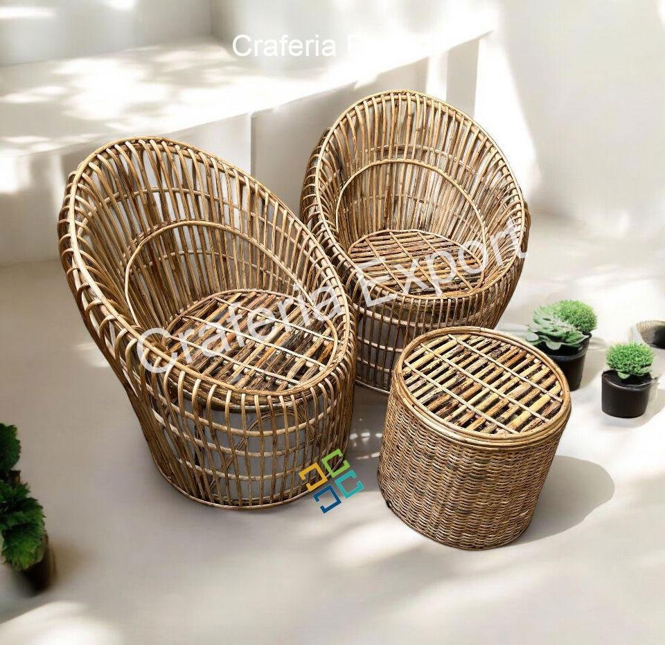 Bamboo Cane Chairs Table | Dinning Table Chair Set Furniture Set for Indoor/Outdoor