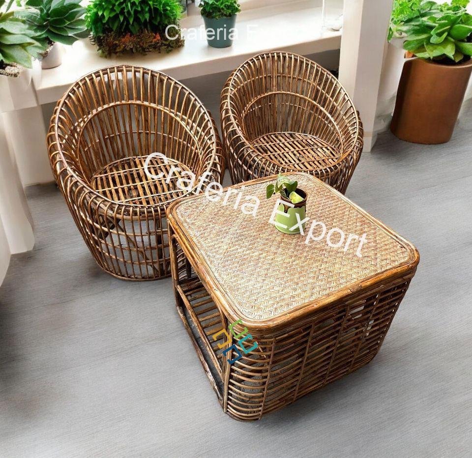 Bamboo Cane Chairs Table | Dinning Set Furniture Outdoor Indoor | Rattan Chair