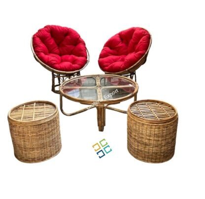 Rattan Furniture Cane Coffee Table With Chairs Stools Set Outdoor/living room/balcony, cafe - Image 2
