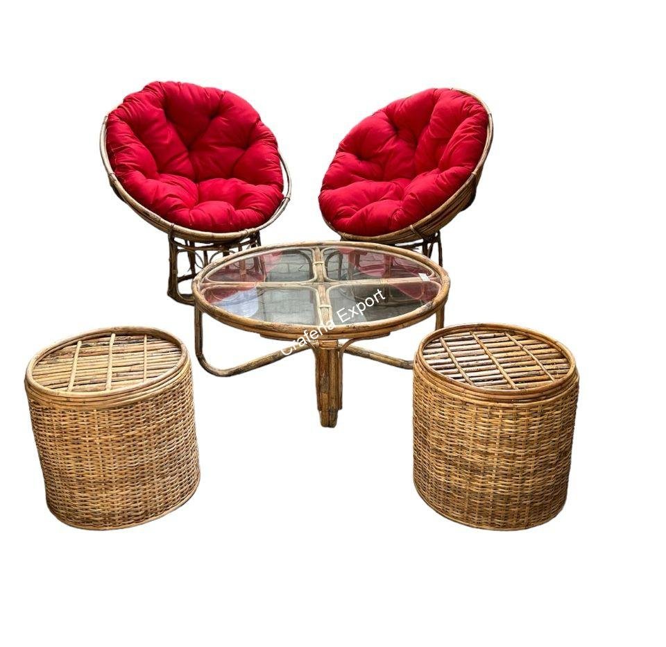 Rattan Furniture Cane Coffee Table With Chairs Stools Set Outdoor/living room/balcony, cafe - Image 2