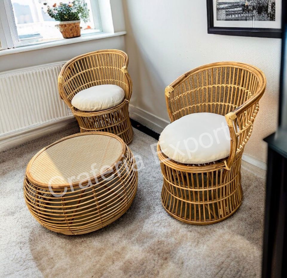 Cane Chair table furniture set | Bait Outdoor chairs table stool for living room/ balcony / hotel/ restaurants