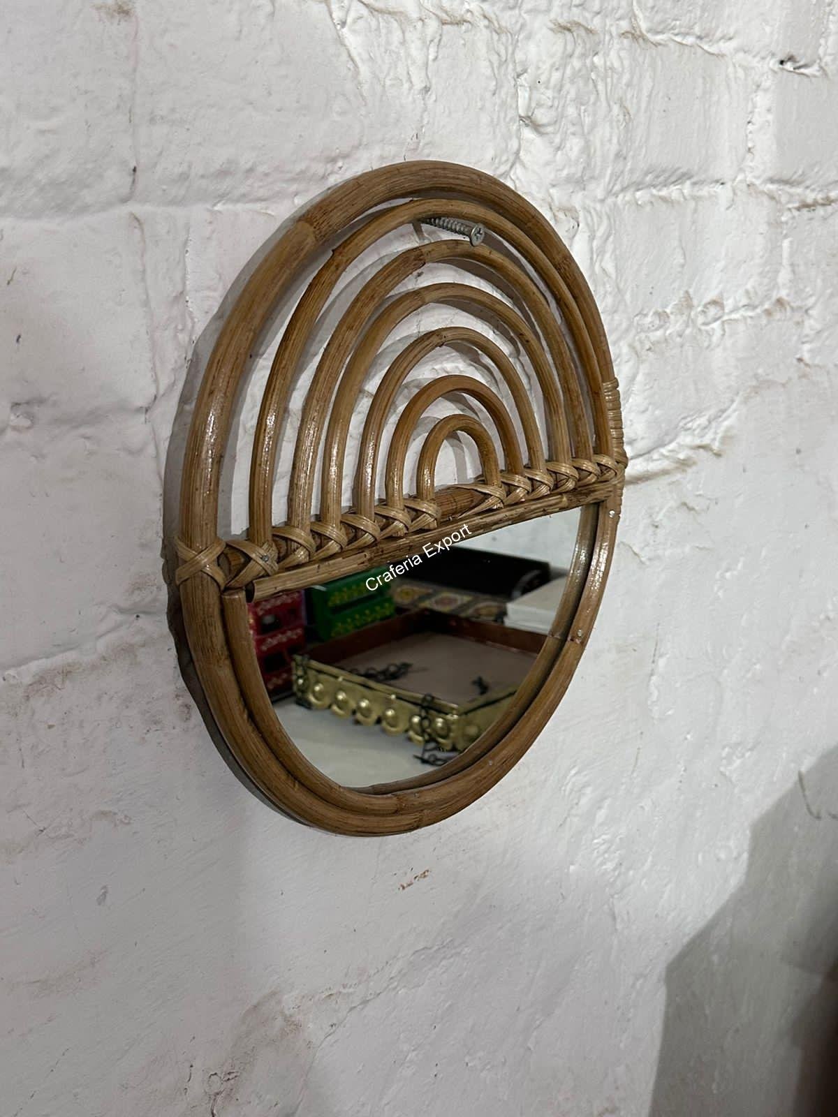 Wall Mirror Bamboo | Round Cane Rattan Mirror | Wall Hanging Mirror - Image 3