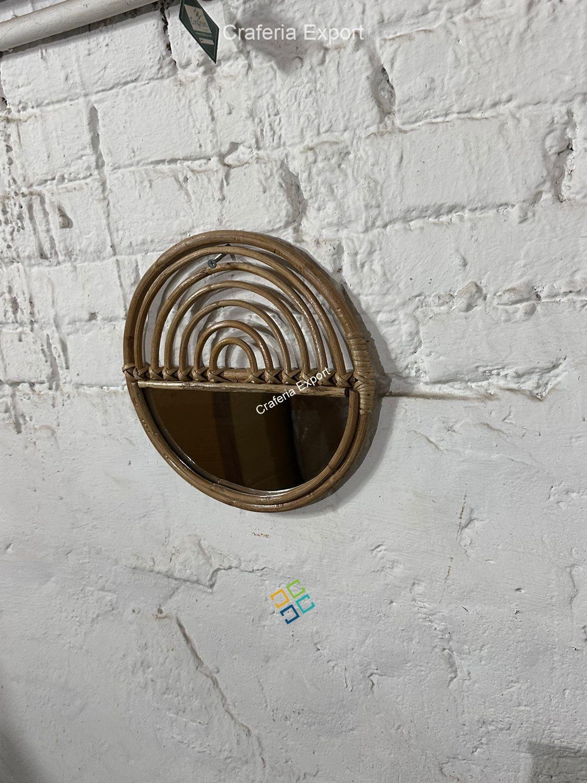 Wall Mirror Bamboo | Round Cane Rattan Mirror | Wall Hanging Mirror - Image 4