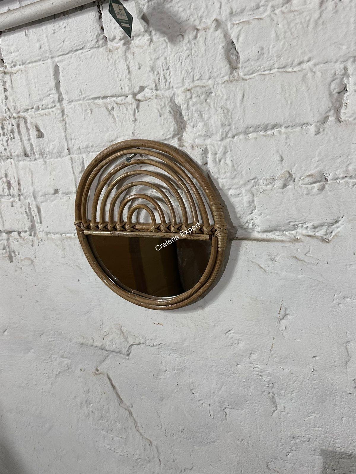 Wall Mirror Bamboo | Round Cane Rattan Mirror | Wall Hanging Mirror - Image 4