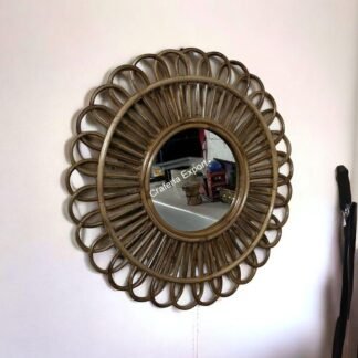 Bamboo Wall Mirror | Rattan Wall hanging Mirror for Wall Decoration for living room/Bathroom/Office/Cafe