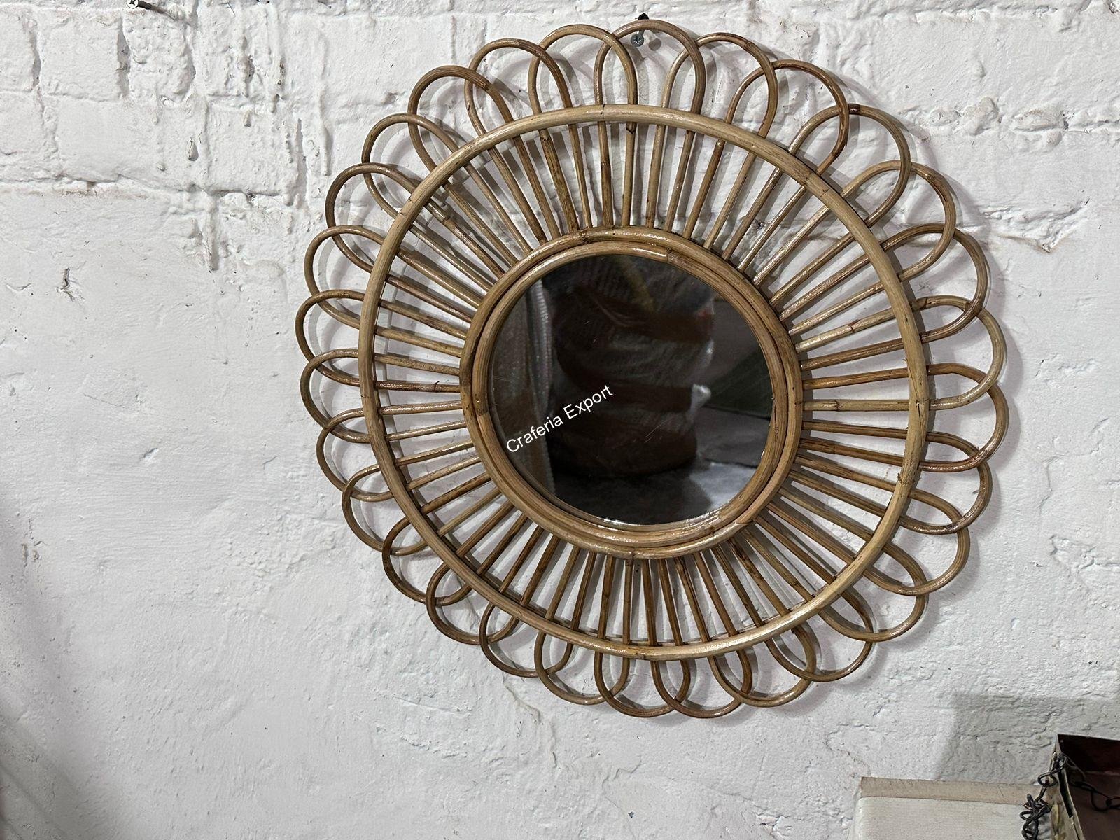 Bamboo Wall Mirror | Rattan Wall hanging Mirror for Wall Decoration for living room/Bathroom/Office/Cafe - Image 2