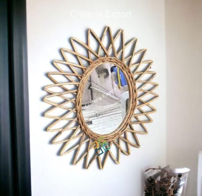 Rattan Cane Wall Mirror | Bamboo Wall Mirror for Wall Decor/Gifts