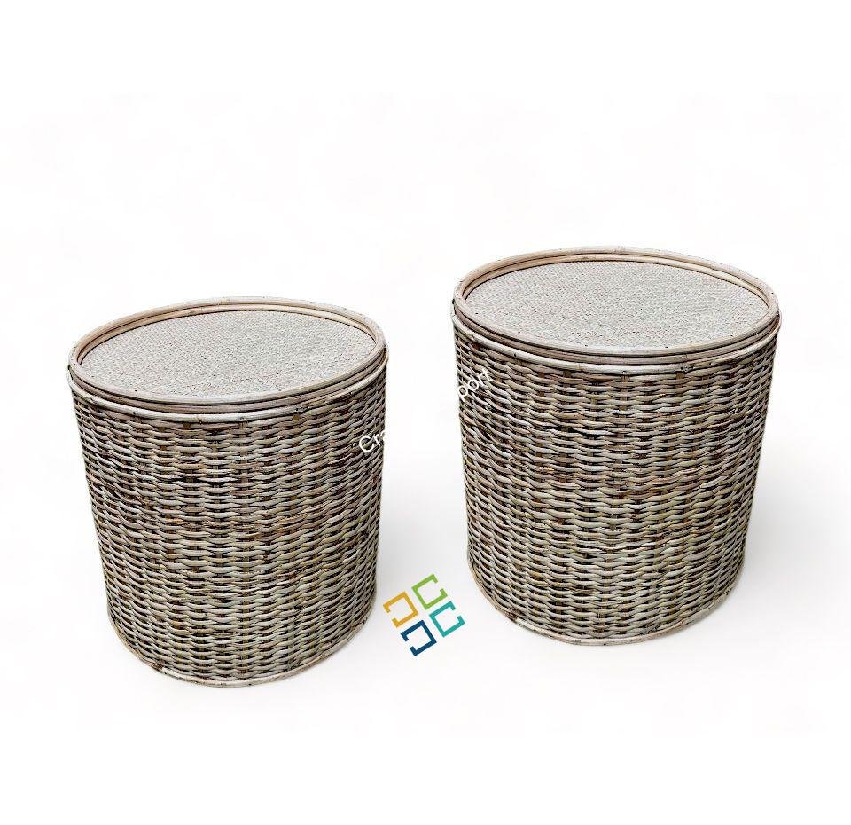 Round Rattan Cane Sitting Stool/Side Table /Ottoman Stool for balcony/ garden/home and decor - Image 7
