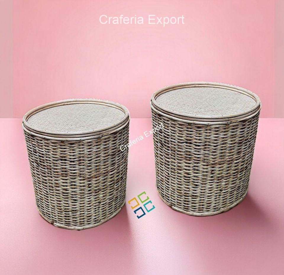 Round Rattan Cane Sitting Stool/Side Table /Ottoman Stool for balcony/ garden/home and decor - Image 3