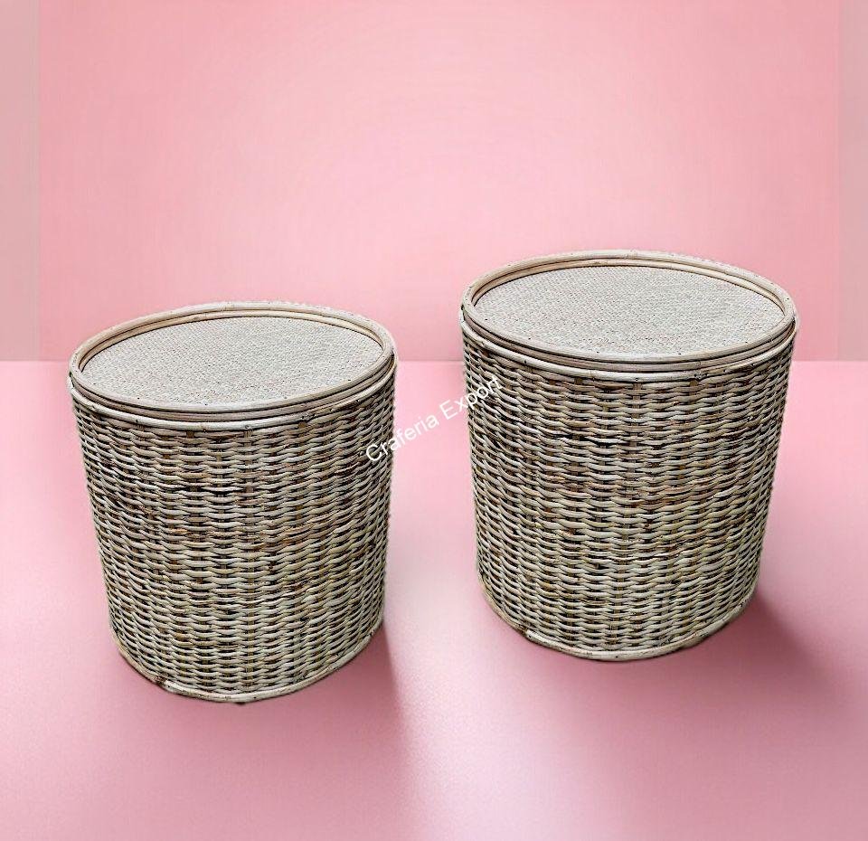 Round Rattan Cane Sitting Stool/Side Table /Ottoman Stool for balcony/ garden/home and decor - Image 3