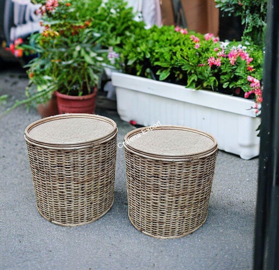 Round Rattan Cane Sitting Stool/Side Table /Ottoman Stool for balcony/ garden/home and decor - Image 6