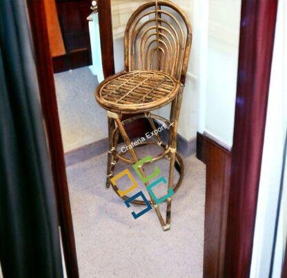 Rattan Cane Bar Chair with Backrest/ Bamboo Bar stool for Home/ Restaurants / Cafe/Hotels - Image 2