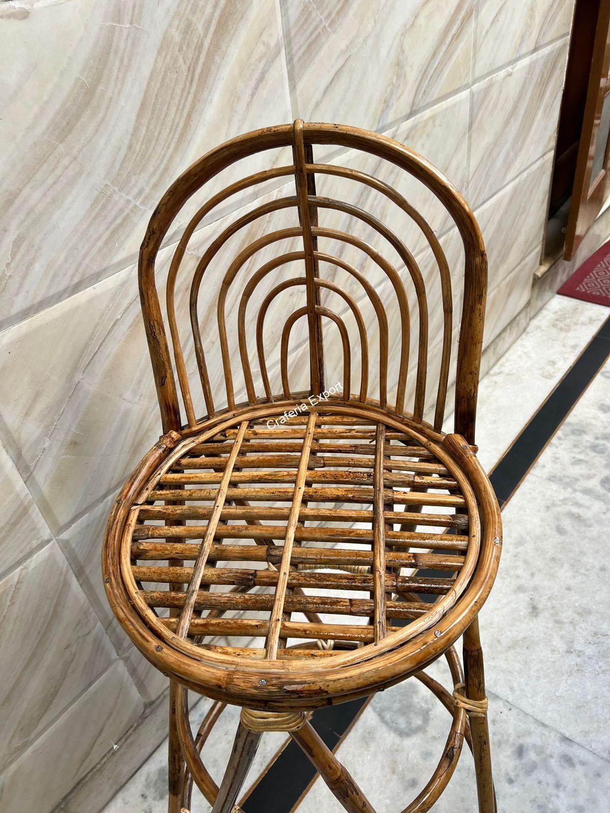 Rattan Cane Bar Chair with Backrest/ Bamboo Bar stool for Home/ Restaurants / Cafe/Hotels - Image 6