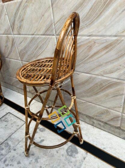 Rattan Cane Bar Chair with Backrest/ Bamboo Bar stool for Home/ Restaurants / Cafe/Hotels - Image 5