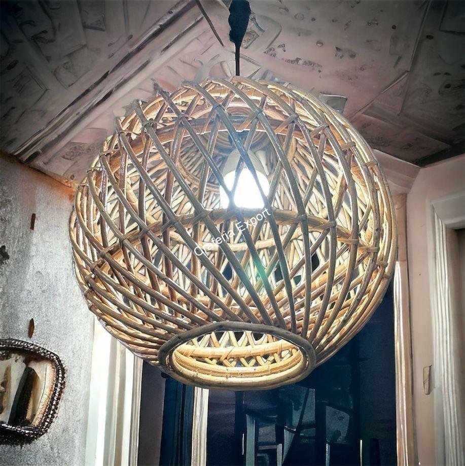 Rattan Ceiling Light Hanging Indoor Outdoor | Bamboo Cane Lampshade | Bamboo Hanging Lampshade - Image 4