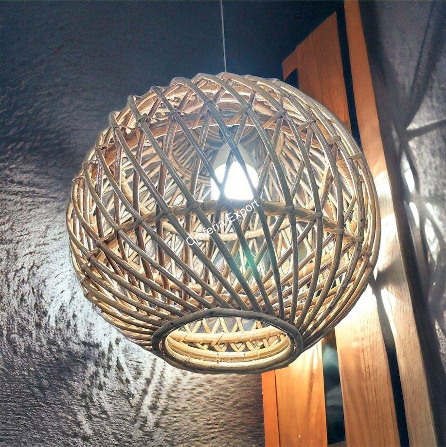 Rattan Ceiling Light Hanging Indoor Outdoor | Bamboo Cane Lampshade | Bamboo Hanging Lampshade - Image 5